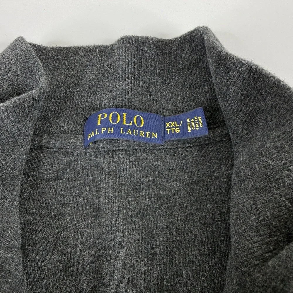 Polo Ralph Lauren Mens XXL 1/4 Zip Pullover Dark Gray Cotton Sweater Red Pony